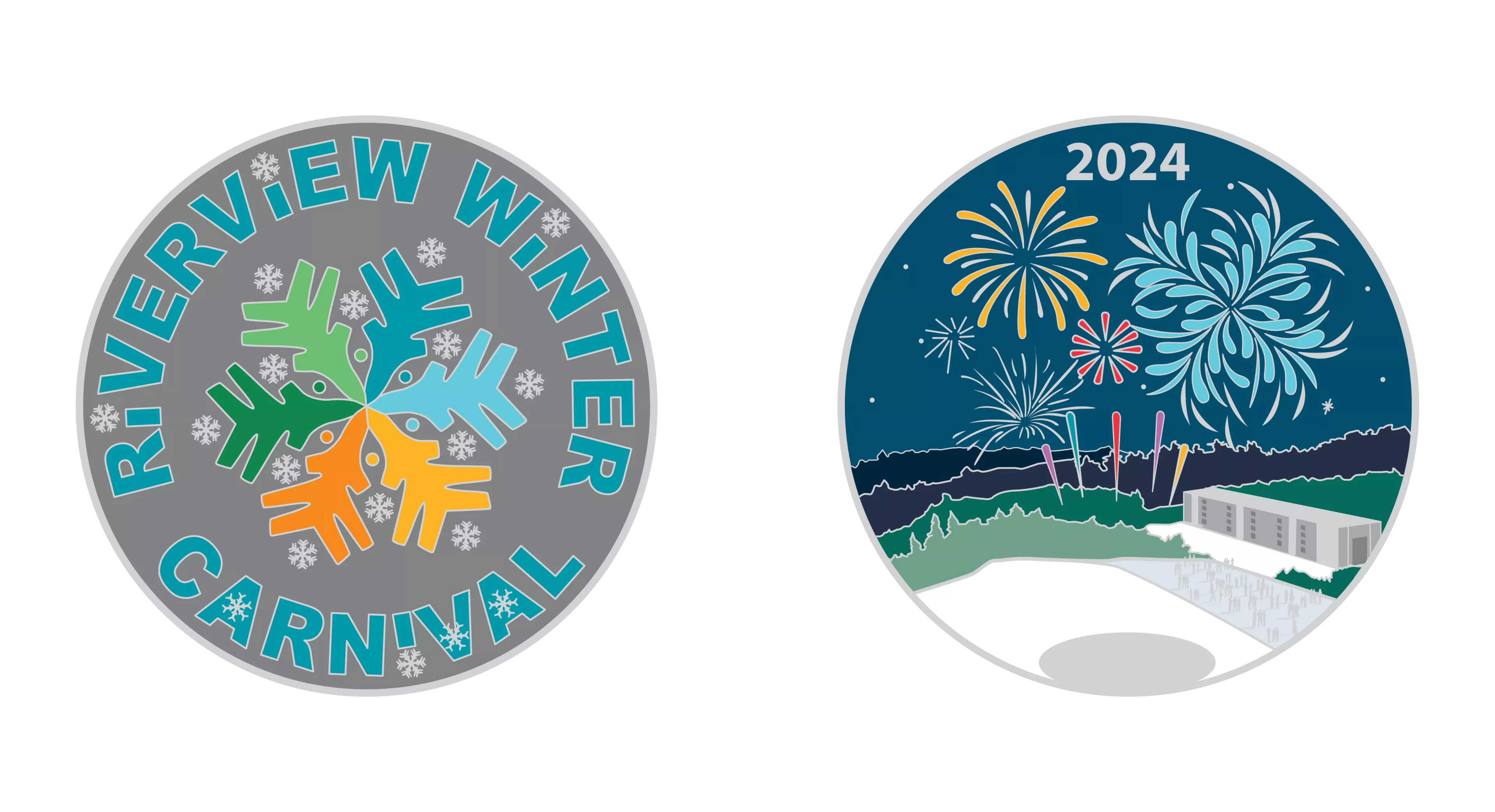 The 2024 geocoin design featuring a fireworks display 