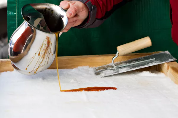 Making Maple Taffy on the Snow