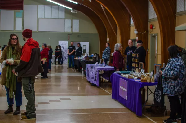 vendors selling products at community centre