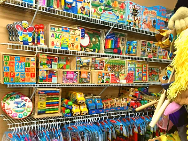 A wall of kids toys