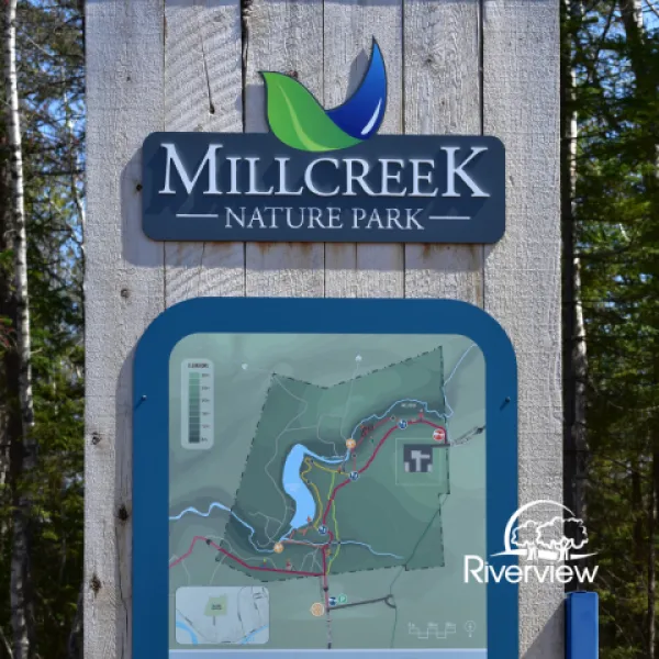 A nature park map sign post