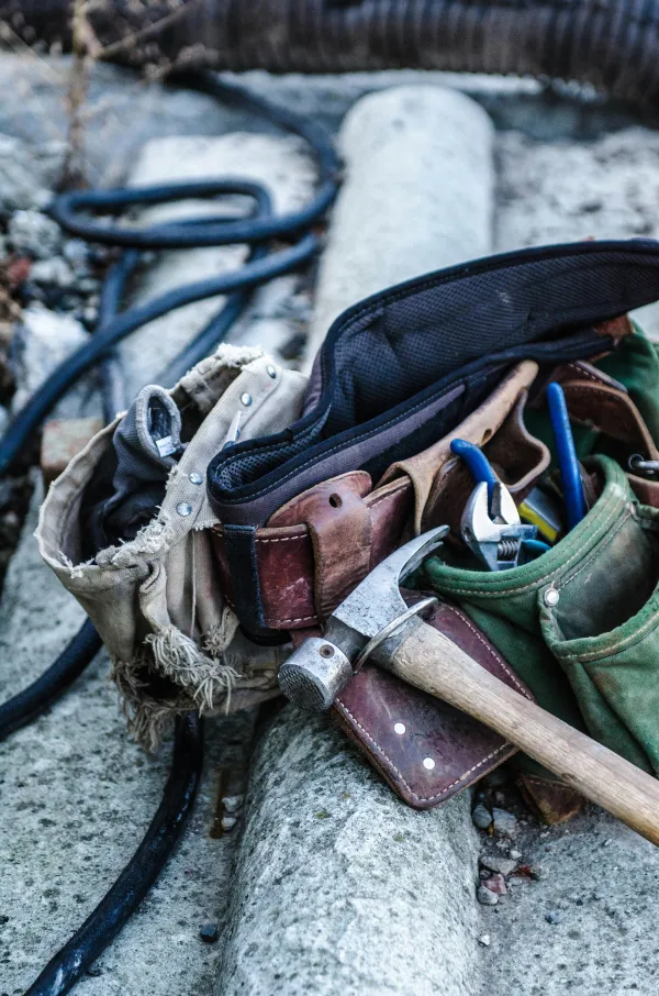 Builders belt with tools.