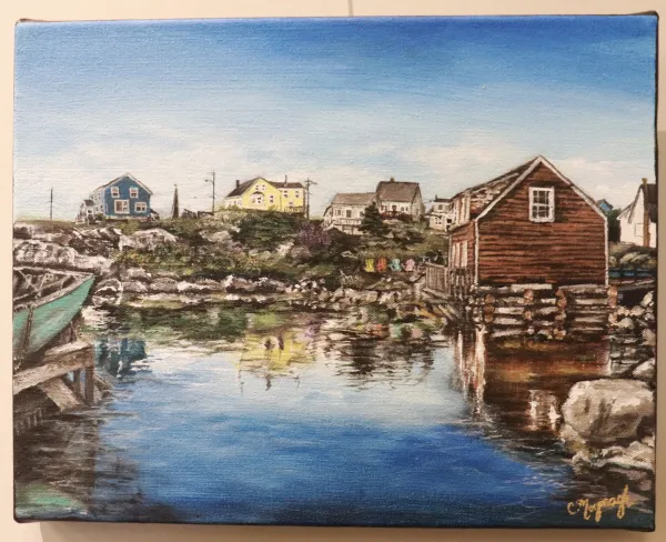 Acrylic on canvas artwork of Peggy's Cove