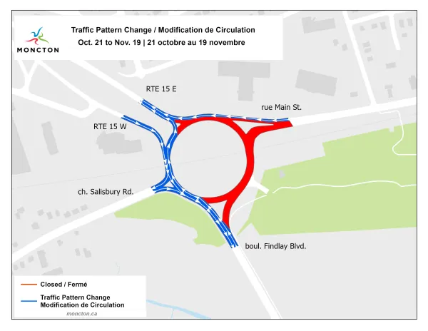 A detour map of the West Main traffic circle