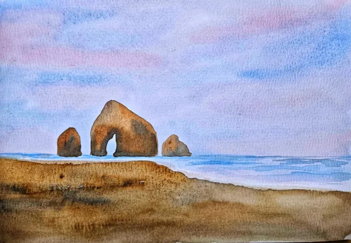 Watercolour beach painting