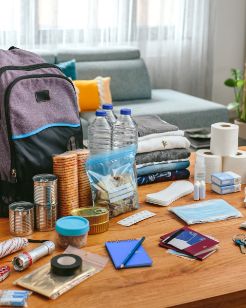 Emergency Kit on kitchen table