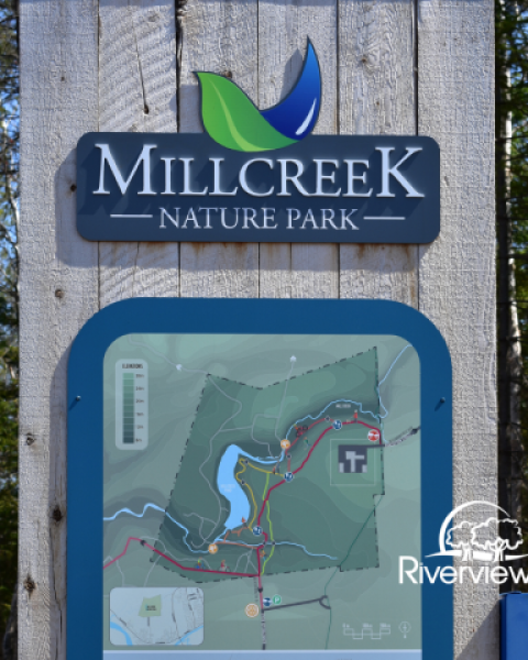 A nature park map sign post