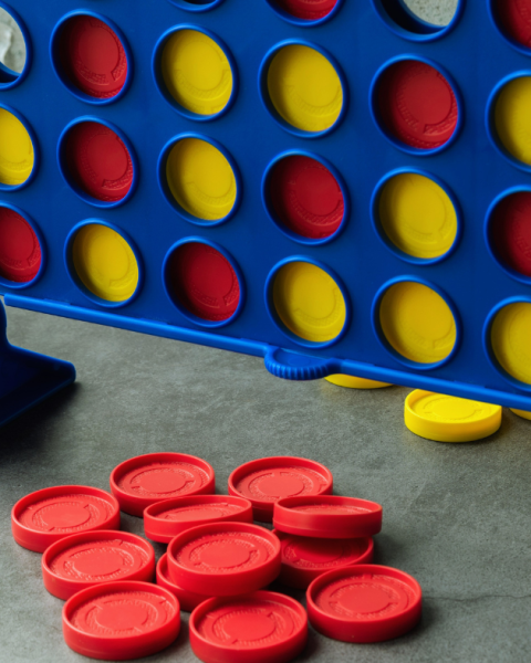 A giant connect 4 gameboard