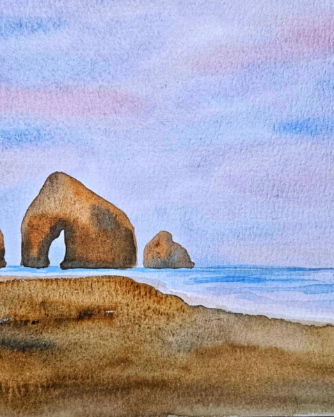 Watercolour beach painting